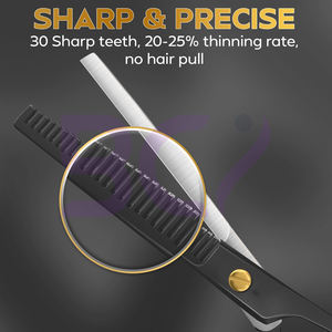 Tijeras de Entresacar Personalizadas de 6.5 Pulgadas, Color Negro, Alta Calidad, Mango Antideslizante de Fácil Agarre, Afiladas y Duraderas, Corte Suave - Product Image 3