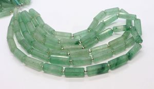 Cuentas facetadas de cuarzo verde fresa natural en forma de tubo de 7x20 mm, cuentas de piedra preciosa de cuarzo verde fresa en forma de tubo para joyería. - Product Image 5