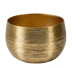 Bol décoratif en métal fait main, finition dorée, style glamour, centre de table pour la décoration de la maison, mariage et présentation dans le salon - Product Image 1