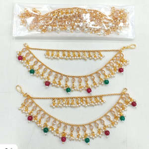 Jewelemarket-Tobillera de moda chapada en oro verde y rosa con piedra de cristal y perlas - Product Image 1