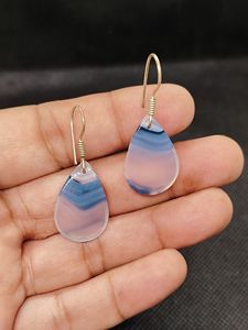 Pendientes de Aro Colgantes de Plata de Ley 925 Hechos a Mano con Ágata Banda para Mujer, Joyas de Lujo de Última Generación, Diseño de Joyería Único - Product Image 3