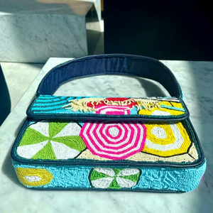 Handmade <b>Pink</b> Floral Embroidered <b>Clutch</b> Rectangular Shape Cotton Textile Craft Handbag - Product Image 2