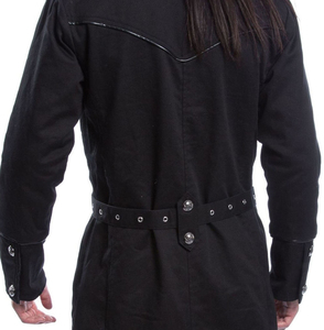 Manteau long de costume pour homme de qualité supérieure, style gothique noir, en cuir PU durable, 2026 - Product Image 4