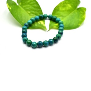 Chakralume Natural Chrysocolla Ball Shape <b>Beaded</b> <b>Bracelet</b> Blue Green for Healing Reiki Energy Jewelry Gift Unisex 8mm - Product Image 3