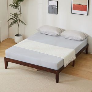 Basic Single Bed Frame 189*136*30.5cm Painted Pine Wood in Brown Wooden Beds - Product Image 1