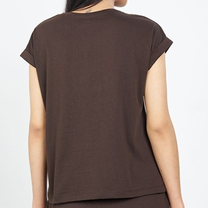 Camiseta de Algodón y Viscosa para Mujer, 180 GSM, con Gráfico de Erizo, Manga con Puño Enrollado, Color Marrón, Fabricante de Ropa - Product Image 2