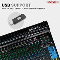 Mezclador de Audio Profesional D0100H7TFZP de 20 Canales, Consola de Sonido Estéreo, 24 Efectos SPX, Alimentación Fantasma de 48V, Grabación de Estudio, Como se Muestra