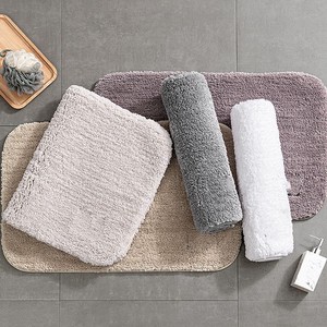 Minimalist Rectangle Bath Mat Solid Color Microfiber With Rubber Backing Absorbent For Bathroom Floor - Product Image 5