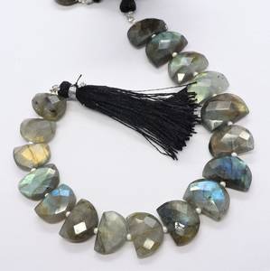 Perles fantaisie facettées en forme de D en labradorite bleue naturelle chatoyante, perles de pierres précieuses en labradorite, perle fantaisie en labradorite de forme rare - Product Image 6