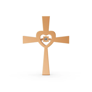 Lab Grown Diamond Cross Pendant <b>Necklace</b> 14K Yellow Gold Rhodium IGI Certified Heart Cross Design for Women Religious Party - Product Image 3