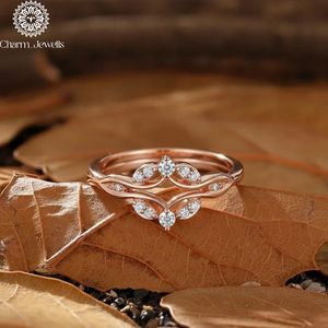 Charm_Jewells Rose Gold Moissanite Engagement <b>Ring</b> Round Brilliant Cut Flower Design Prong Setting Women's Romantic Style - Product Image 1