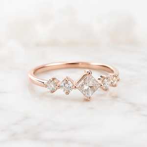 Luxury Customizable Real Yellow Gold <b>Engagement</b> <b>Ring</b> Princess Cut Lab Grown Diamond <b>Unique</b> <b>Ring</b> Design At Best Price - Product Image 3