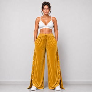 Pantalon évasé taille haute en velours élégant et décontracté pour femme – Nouvelle collection tendance - Product Image 3