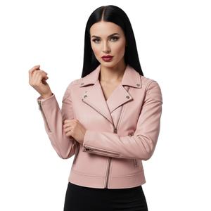 Veste de moto en cuir rose de haute qualité pour femmes, sur mesure, vente en gros, prix d'usine, style motard authentique, manteau pour femmes, approvisionnement OEM - Product Image 1