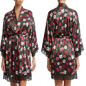 Oferta Especial: Conjunto de Bata de Satén de Seda para Mujer, de Alta Calidad, con Estampado Personalizado y Bordado a Máquina 2026, Lencería de Lujo para Primavera Verano - Product Image 2