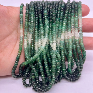 Perles Rondelles d'Émeraude Dégradées 100% Naturelles AAA de 34mm |   Chaîne de pierres précieuses facettées de 16 pouces |   pour la fabrication de bijoux |   Vente en gros - Product Image 1