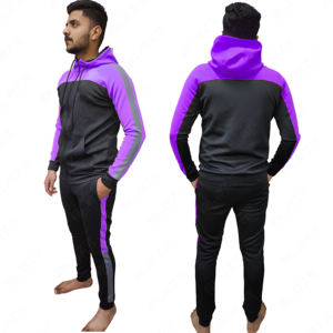 Venta al por mayor OEM gimnasio chándal conjunto con capucha patrón sólido impreso 100% algodón secado rápido transpirable Jogger trajes - Product Image 1
