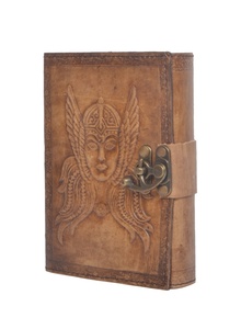 Vintage 100% Genuine Leather Journal Antique Goddess Women Embossed Charcoal Diary Or Note <b>Book</b> With Handmade Deckle Edge Papers - Product Image 5