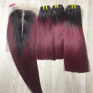 Extensiones de cabello degradado de color borgoña, textura recta, color natural humano vietnamita, precio de fábrica - Product Image 3