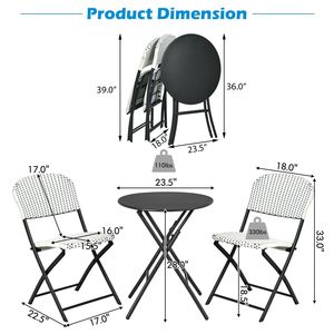 Set da bistrot in rattan da 3 pezzi con tavolo da pranzo rotondo e 2 sedie - Product Image 5