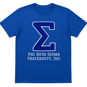 Camiseta de Chenilla Phi Beta Sigma con Parche de Letras Griegas Extra Grandes, Manga Corta, Cuello Redondo, Informal, para Miembros de la Fraternidad - Product Image 3