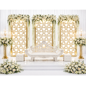 แผ่นสแตนเลสสีทองตัดด้วยเลเซอร์ แผ่นตกแต่งงานเลี้ยงตอนเย็นที่กำลังเป็นที่นิยม แผ่นฉากหลังตัดด้วยเลเซอร์ที่สวยงาม - Product Image 1