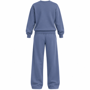 Ensemble de survêtement deux pièces pour femme, sweat-shirt oversize bleu poussière et pantalon large - Product Image 3