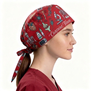 Unisex Custom Colour And Pattern Nurse <b>Hats</b> Adjustable Doctor Working Nurse Scrub Caps Hospital Cotton Cap With <b>Bands</b> - Product Image 3
