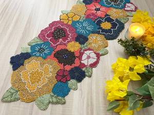 Handmade Embroidered Solid Pattern Polyester/Cotton Knitted <b>Table</b> <b>Runner</b> for Home & Hotel Use - Product Image 1