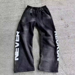 Custom Streetwear Casual Heat Transfer Long Loose <b>Wide</b> <b>Leg</b> Flared Waterproof Canvas Fleece Polyester/Cotton <b>Trousers</b> <b>Men</b> - Product Image 4