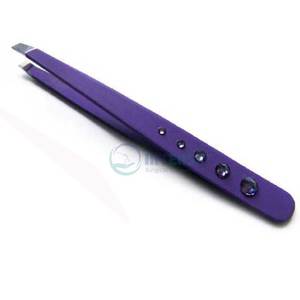 Pinzas de acero inoxidable con punta inclinada de precisión profesional para cejas, pinzas para vello facial - Product Image 3