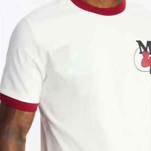 Camiseta estilo Ringer para hombre al por mayor de fábrica, algodón de 250 GSM de alto gramaje, estilo urbano, cuello en contraste, marca privada, suministro OEM ODM - Product Image 2