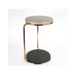 Table d'appoint indienne artisanale en acier inoxydable et marbre, design moderne doré, finition ultra brillante, modulaire et pivotante, pour ferme, hôtel, villa - Product Image 1