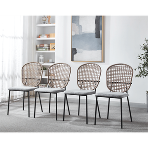 Ensemble de 4 chaises de salle à manger Sennit noires et grises pour le café et la maison - Product Image 1