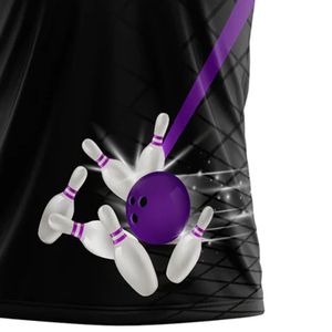 REDDITO Men's <b>Bowling</b> for Shirt Purple Black Heat-Transfer Printing Compressed Eco-Friendly Quick Dry Short Sleeve Casual Sport - Product Image 3