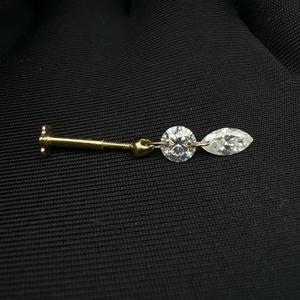 Piercing Helix Contemporáneo de Oro de 10K con Doble Diamante y Colgantes de Corte Marquise y Redondo - Product Image 3