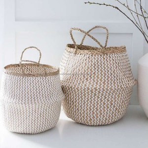 High Quality Modern Hand-painted Foldable Circle Seagrass Belly <b>Basket</b> Decorative Eco-friendly Storage Home Organization - Product Image 4