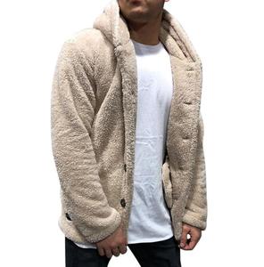 Chaqueta de lana con capucha para hombre, color verde oliva, gruesa, con botones, para invierno - Product Image 4
