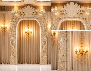 Royal White & Gold Victorian <b>Wedding</b> Stage for Luxury Events Luxury Fiber <b>Frames</b> Panel for Stage Decor Royal Hand Carved <b>Frames</b> - Product Image 5