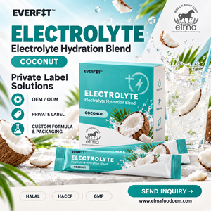 Poudre d'électrolytes alimentaires Elma 1KG Sans sucre ajouté 50 portions Formule d'hydratation et de réapprovisionnement en minéraux Sans OGM Adulte Musculaire - Product Image 1