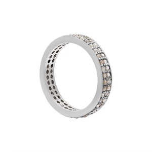 Anillo de Eternidad de Doble Hilera de Diamantes Naturales Chapado en Oro Amarillo sobre Plata de Ley 925 al por Mayor, Joyas Memoria - Product Image 4