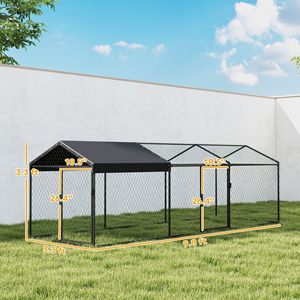 Grande Pollaio in Metallo da Esterno con Copertura Impermeabile Anti-UV, Gabbia per Galline per 3-5 Polli e Conigliera - Product Image 2