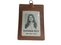 WRIZA Porte-cartes d'identité en cuir véritable avec blocage RFID, lanière de cou, porte-badge vertical, 3 emplacements pour cartes de crédit/ATM, couleur beige