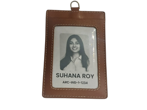 WRIZA ที่ใส่บัตรหนังแท้ RFID ป้องกันการโจรกรรมข้อมูล พร้อมสายคล้องคอ ที่ใส่บัตรแนวตั้ง ช่องใส่บัตร 3 ช่อง สำหรับบัตรเครดิต/บัตร ATM สีแทน - Product Image 6