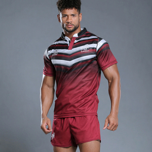 100% <b>Polyester</b> Team Rugby Uniform Football Polo Shirts & <b>Shorts</b> Set Quick Dry & Football Sublimation Rugby Uniforms - Product Image 6