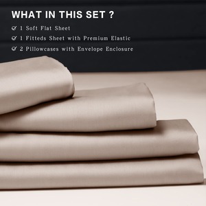 Drap de lit de luxe en bambou 300TC, uni, doux, respirant et rafraîchissant, pour chambre principale, chambre d'amis, hôtel, complexe hôtelier - Product Image 5