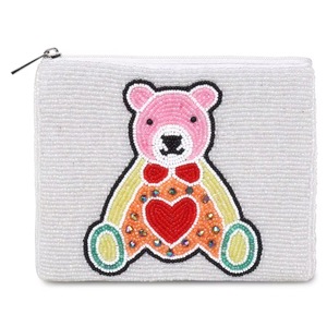 Porte-monnaie artisanal LOTUS en perles multicolores, broderie de perles de rocaille, design élégant, pour femmes et filles, promotionnel - Product Image 4