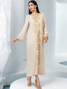 Vestido Abaya Modesto Bordado para Mujer, Lujoso, Estilo Dubái, Personalizable, de Poliéster Ligero y Transpirable, Fabricantes al por Mayor - Product Image 4