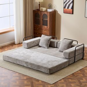 Divano Letto Convertibile Comodo con Supporto Lombare a Cuscino e Braccioli, Futon Lounge Sleeper C-Product - Product Image 2