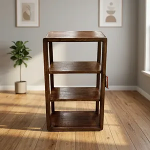 Étagère à livres moderne en bois à 3 niveaux, étagère ouverte sans dossier, meuble de salon au design minimaliste, support en bois massif - Product Image 4
